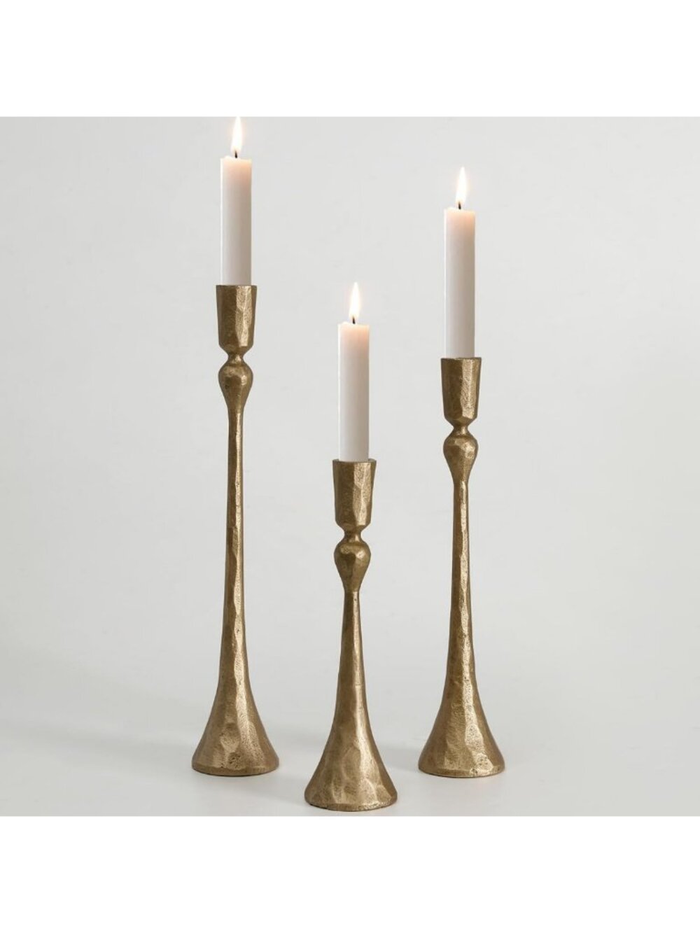 Set of 3 Vintage Cast Iron Taper Candle Holders - Decorative Home Accent